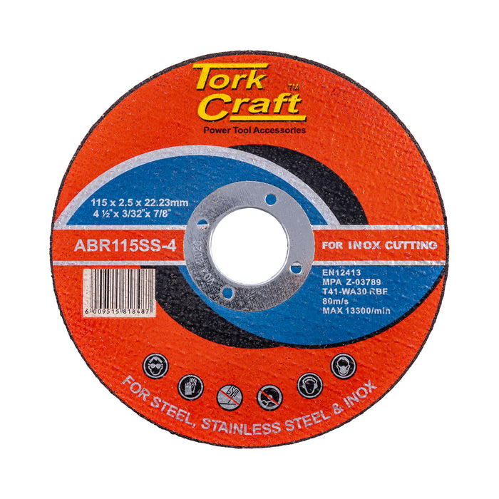 Tork Craft Cutting Disc Stainless Steel 115 X 2.5 X 22.22 Mm Abr115 Ss 4