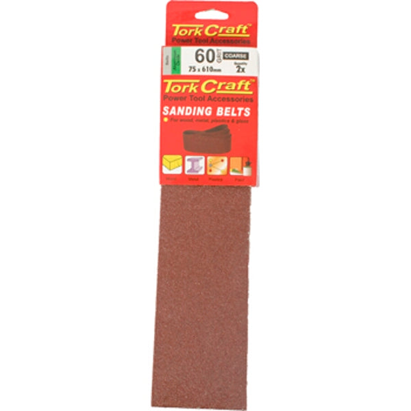 Tork Craft Sanding Belts 75x610mm 60 Grit Coarse, Power Tool Accessory