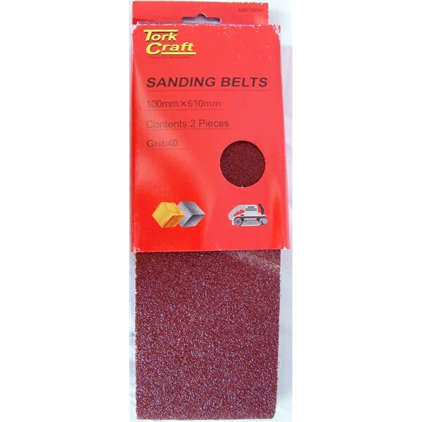 Tork Craft Sanding Belts 100mm x 610mm Grit 40 - Coarse Sandpaper for Belt Sanders, 2-Pack