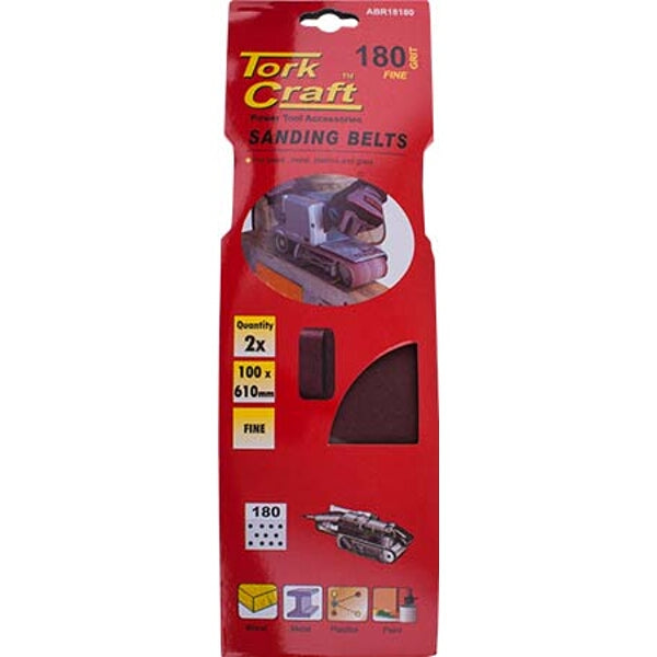 Tork Craft Sanding Belts 100x610mm 180 Grit (2 Pack) - Fine Woodworking Abrasives