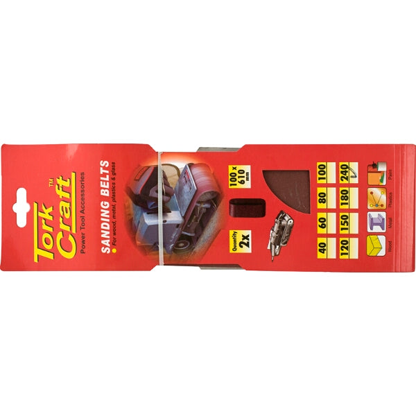 TorkCraft Sanding Belts 100x610mm 240 Grit 2-Pack. Woodworking, Metal, & Plastics.