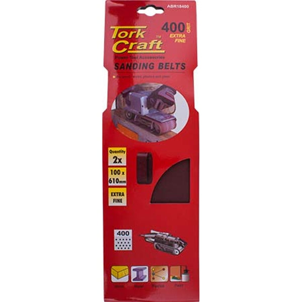 TorkCraft 400 Grit Extra Fine Sanding Belts (100x610mm, 2-Pack). Sanding Belts for Wood & Metal - Buy Online!