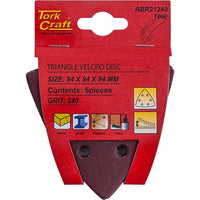 TorkCraft Triangle Sanding Disc 240 Grit - 94mm Velcro Pad - Wood, Metal, Plastic, Paint