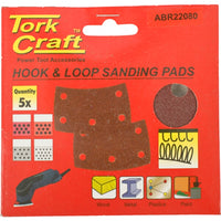 TorkCraft Hook & Loop Sanding Pads - Curved 80 Grit - Wood, Metal, Plastics, and Paint Sanding - Power Tool Accessories