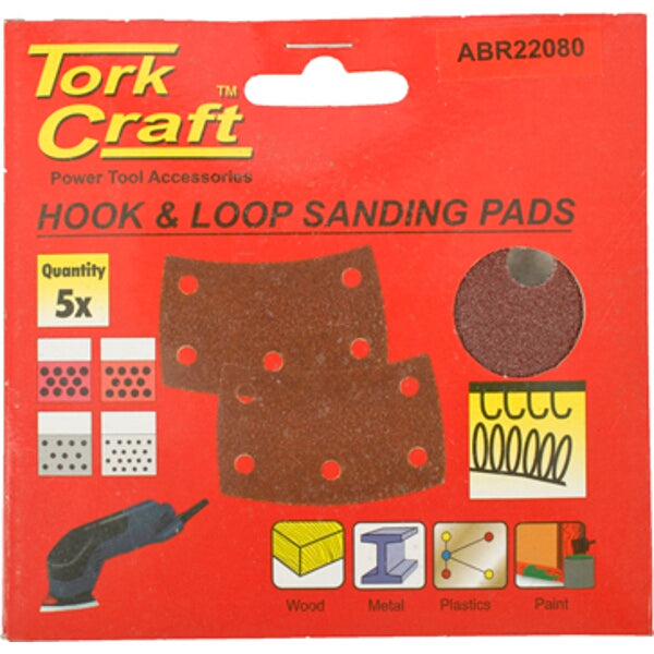 TorkCraft Hook & Loop Sanding Pads - Curved 80 Grit - Wood, Metal, Plastics, and Paint Sanding - Power Tool Accessories