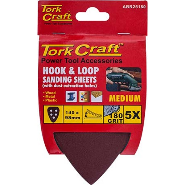 Tork Craft Triangle Sanding Sheets - 180 Grit, Hook & Loop, Orbital Sander Accessories