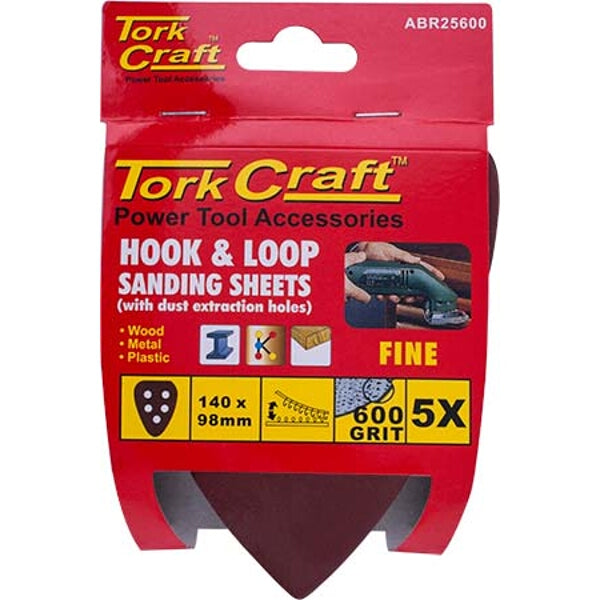 Tork Craft Triangle Sanding Sheets, 600 Grit, Hook & Loop, 5 Pack. Wood, Metal, Plastic Sanding