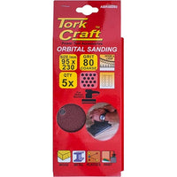 Tork Craft Orbital Sanding Sheets 95x230mm, 80 Grit, 5 Pack - Wood & Metal Sanding