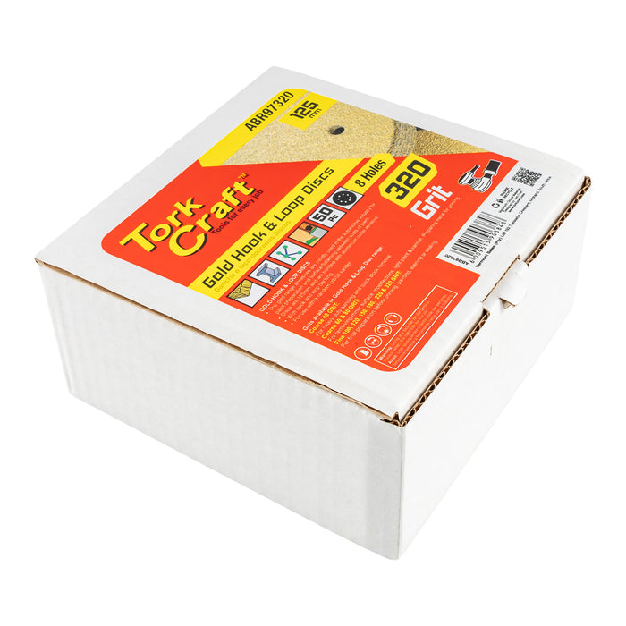 Tork Craft Gold Disc (50 Pieces) 320 Grit 125 Mm X 8 Holes Hook And Loop Abr97320