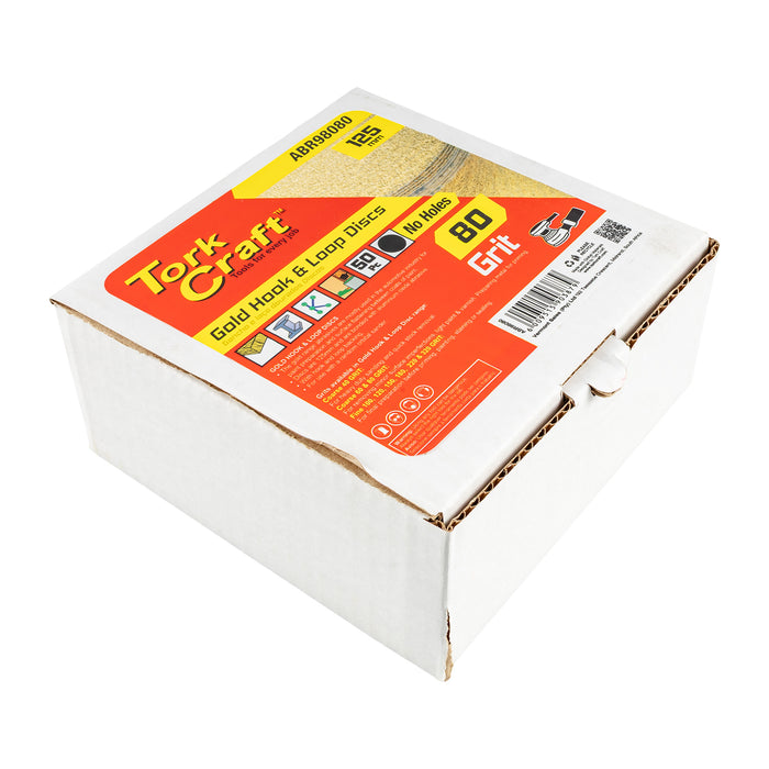 Tork Craft Gold Disc (50 Pieces) 80 Grit 125 Mm Without Hole Hook And Loop Abr98080