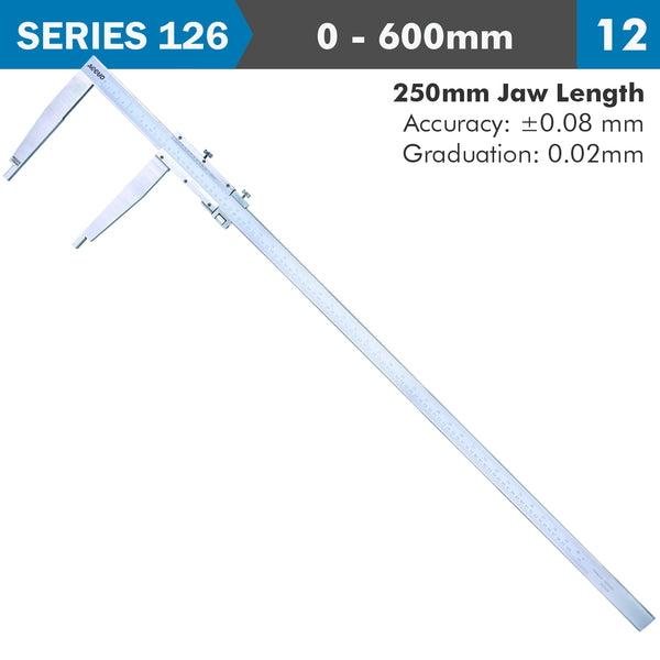 Accud Vernier Caliper 600 Mm 0.08 Mm Acc. 250 Mm 0.02 Mm Grad S/Steel Ac126 024 12