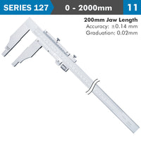 Vernier Caliper 2000mm: Stainless Steel Precision Measuring Tool, 0.14mm Accuracy, 200mm Jaw