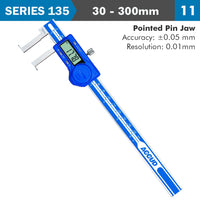 Accud Digital Inside Neck Caliper: 30-300mm Range, 0.01mm Resolution, Precision Measurement Tool.