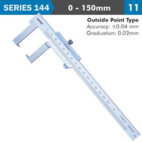 Accud Vernier Caliper 150 Mm 0.04 Mm Acc. Outside Point 0.02 Mm Grad. S/Steel Ac144 006 11