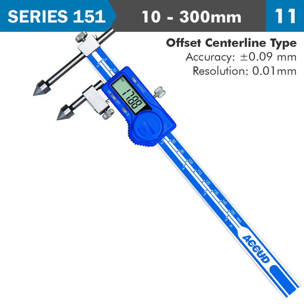 Accud Dig. Caliper 10 300 Mm Offset Centerline 0.09 Mm Acc. 0.01 Mm Res. S/Stee Ac151 012 11