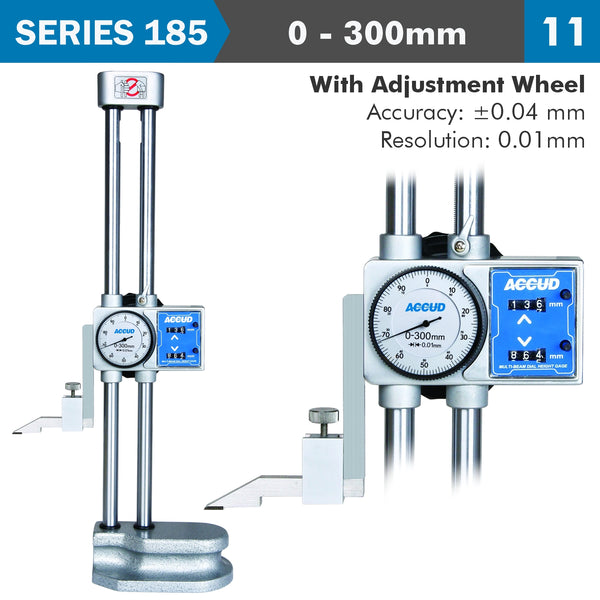 Accud Dig. Height Gauge 300 Mm 0.04 Mm Acc. Driving Wheel 0.01 Mm Grad. S/Steel Ac185 012 11