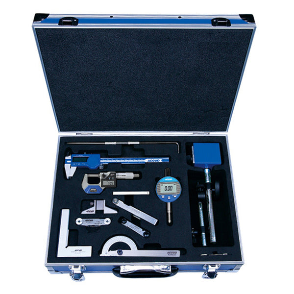 Accud 12 Pc Measuring Set Caliper Micrometer Mag. Stand 3 X Gauges Scriber De Ac280 001 12
