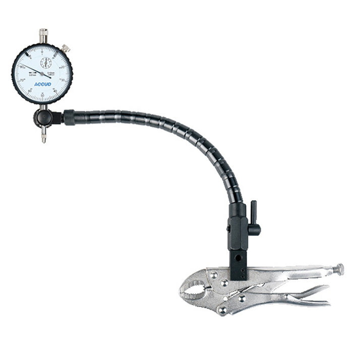 Accud 3 Pc Measuring Set 10 Mm Dial Indicator Flex Arm & Locking Plier Ac280 201 03
