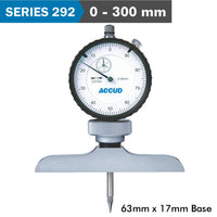 Accud Dial Depth Guage 300 Mm 0.01 Mm Grad. 63 X 17 Mm Base Ac292 300 11