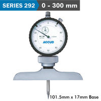 Accud Dial Depth Guage 300 Mm 0.01 Mm Grad. 101.5 X 17 Mm Base Ac292 300 12