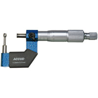 ACCUD Tube Micrometer 25-50mm: Precision Measuring Tool for Tube Wall Thickness, Cylindrical Anvil, 0.01mm Graduations