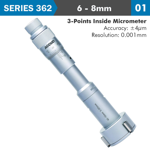 ACCUD 3 POINTS INSIDE MICROMETER 6-8MM 0.004MM ACC. 0.001MM GRAD. AC362-001-01