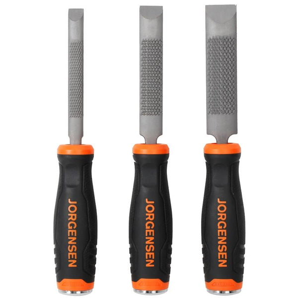 RASP &  CHISEL 3PC SET 12,19, 25MM WITH METAL STRIKING END CAP 150MM