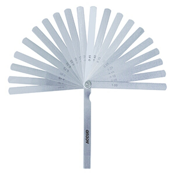 ACCUD Feeler Gauge: Precision Measuring Tool for Gaps, Valve Clearance, and Spark Plugs. Durable Stainless Steel Construction.
