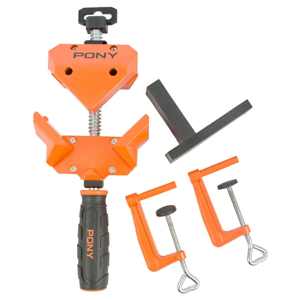 Pony 90 Degree Corner Clamp with Table Clamps - Framing & Cabinet Assembly Tool