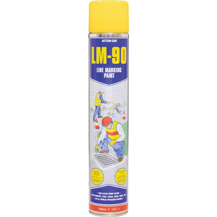 CROMWELL LM-90 Yellow Line Marking Paint 750ml Aerosol - High Visibility Ground Marking