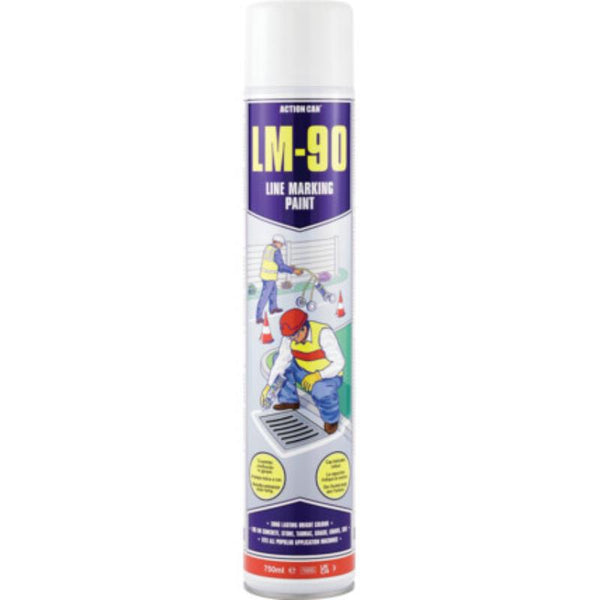 Action Can LM-90 LINE MARKING PAINT750mlAEROSOL WHITE RAL 9003