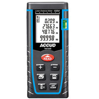 Accud Laser Distance Meter 2x1.5v Aaa Bat. 1mm Res 1.5mm Acc. 0.1m 100m Rang Actm100
