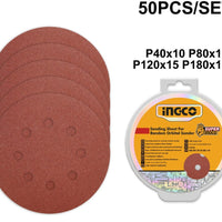 INGCO ACC SANDING ORBITAL SHEET 125MM IND 50PCS