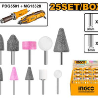 INGCO Mini Grinder Set MG13328 - 25-Piece Rotary Tool Accessories for Cutting, Grinding, Polishing