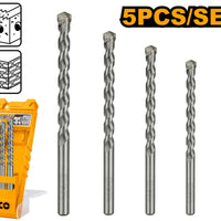 INGCO Masonry Drill Bit Set, 5-Piece, 4-10mm. Durable Concrete Drill Bits.