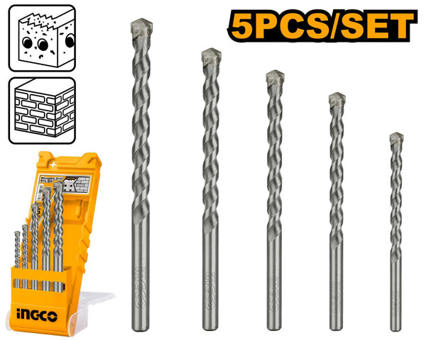 INGCO Masonry Drill Bit Set, 5-Piece, 4-10mm. Durable Concrete Drill Bits.