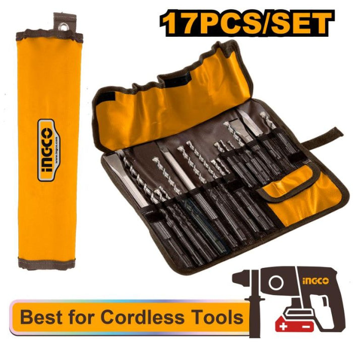 INGCO SDS Drill Bit Set 17PCS - AKD91701. Best for Cordless Tools. High Quality, Durable, and Efficient.
