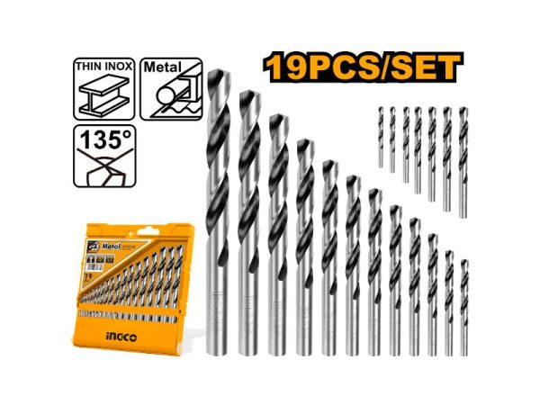 INGCO ACC DRILL BIT HSS TWIST SET 19PCS - AKDB1195
