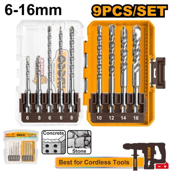 INGCO SDS Drill Bit Set 9PCS AKDL30906 - Concrete & Stone Drill Bits