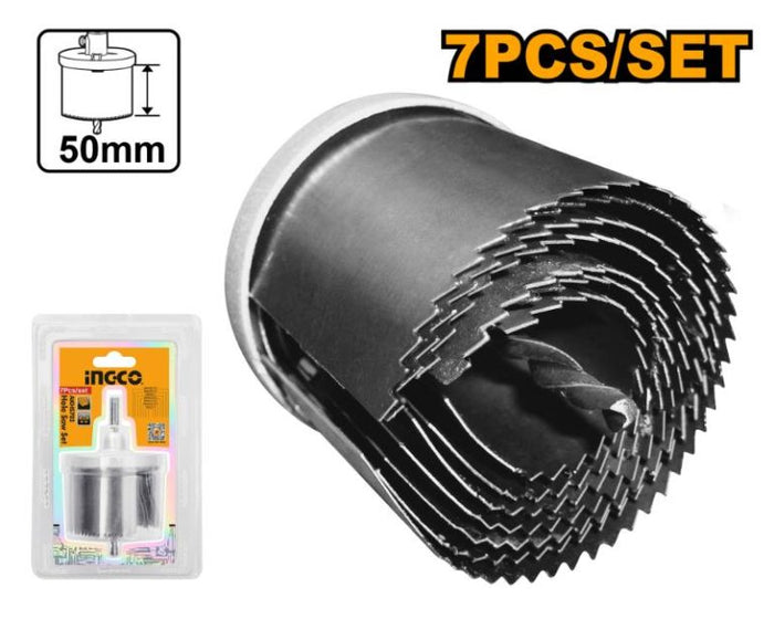 INGCO Hole Saw Set 7PCS AKHS702: Woodworking Drill Bits for Clean Cuts