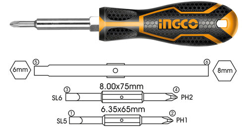Ingco | 6 In 1 screwdriver set - AKISD0608