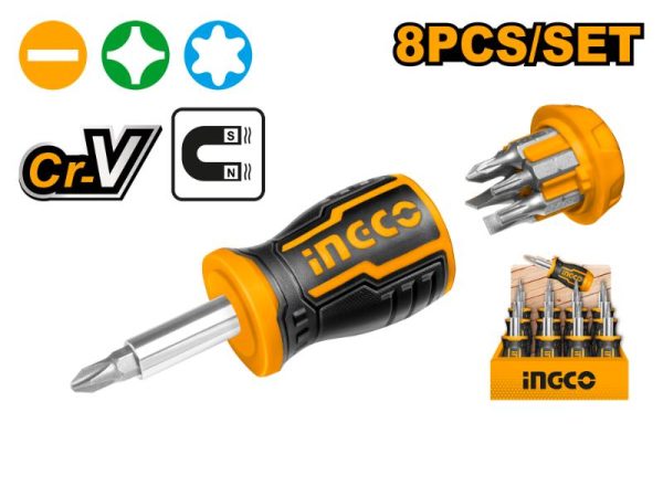 INGCO PDQ SCREWDRIVER STUBBY SET 12PCS