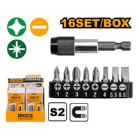 INGCO PDQ SCREWDRIVER BIT ASSORT MAG 9PCS