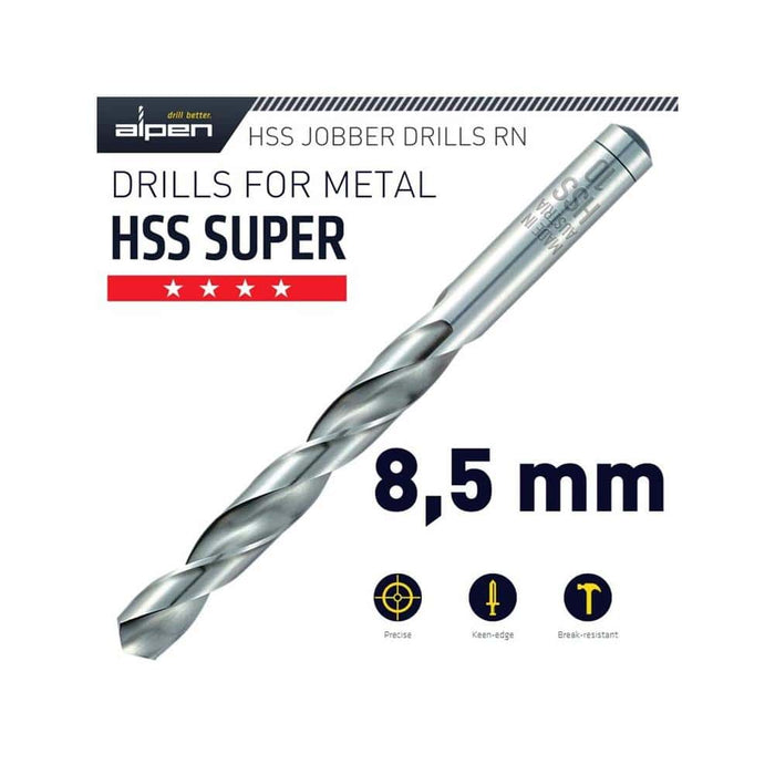 Alpen HSS Super Drill Bit 8.5mm - Metal Drilling, Jobber Drill