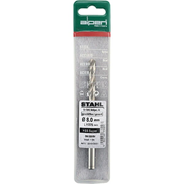 Alpen HSS Super Steel Drill Bit 8mm | High-Speed Steel Drill for Metal, DIN 338 RN | Buy Online