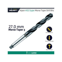 Alpen HSS Super 27mm Morse Taper Drill Bit - High-Speed Steel Drill Bit for Heavy-Duty Drilling