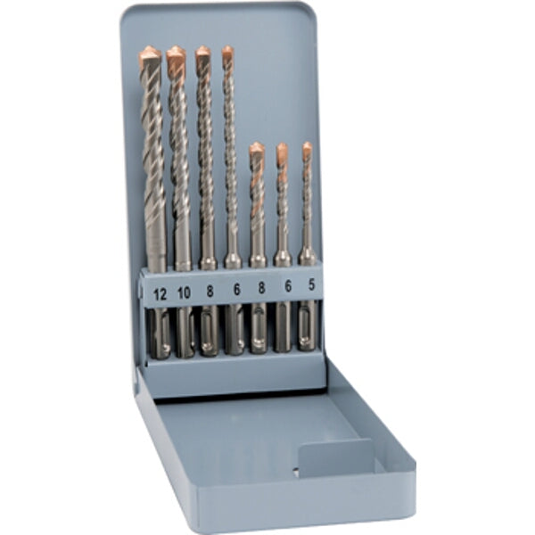 SDS Drill Bit Set - 7 Piece Masonry & Concrete Drill Bits in Metal Case, Sizes: 5, 6, 8, 10, 12mm