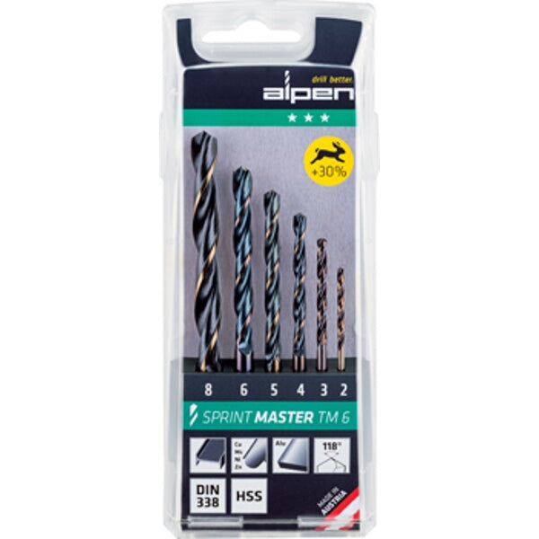 Alpen HSS Sprint Drill Bit Set - 6 Piece (2-8mm) for Metal Drilling | Buy Now!