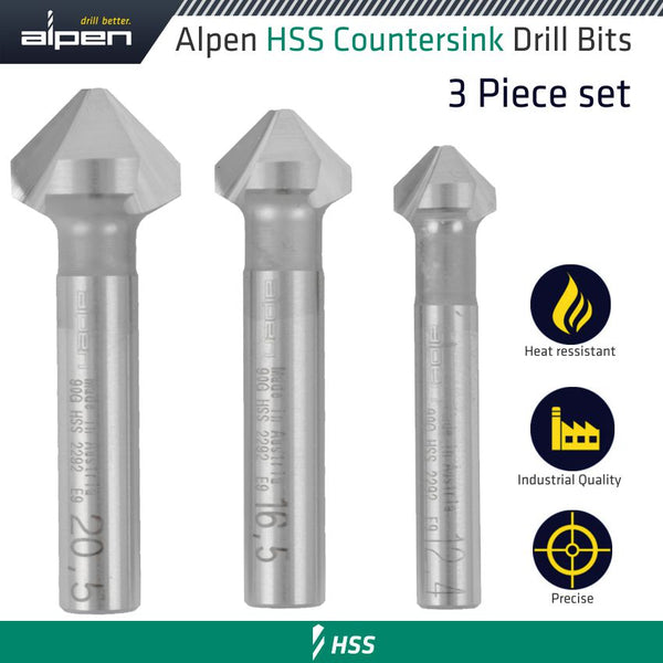 Alpen Hss Countersink Set Pcs 12.4 16.5 20.5 Mm Alp2292000031