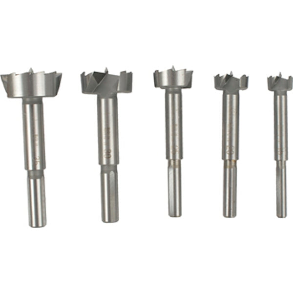 Forstner Drill Bit Set SHARP SHARK 5-Piece (15mm - 35mm). Woodworking Hole Saw Bits.
